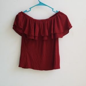 CATO Burgandy off the shoulder top